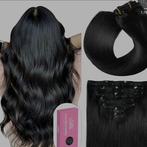 16 in Remy human hair extensions Jet Black